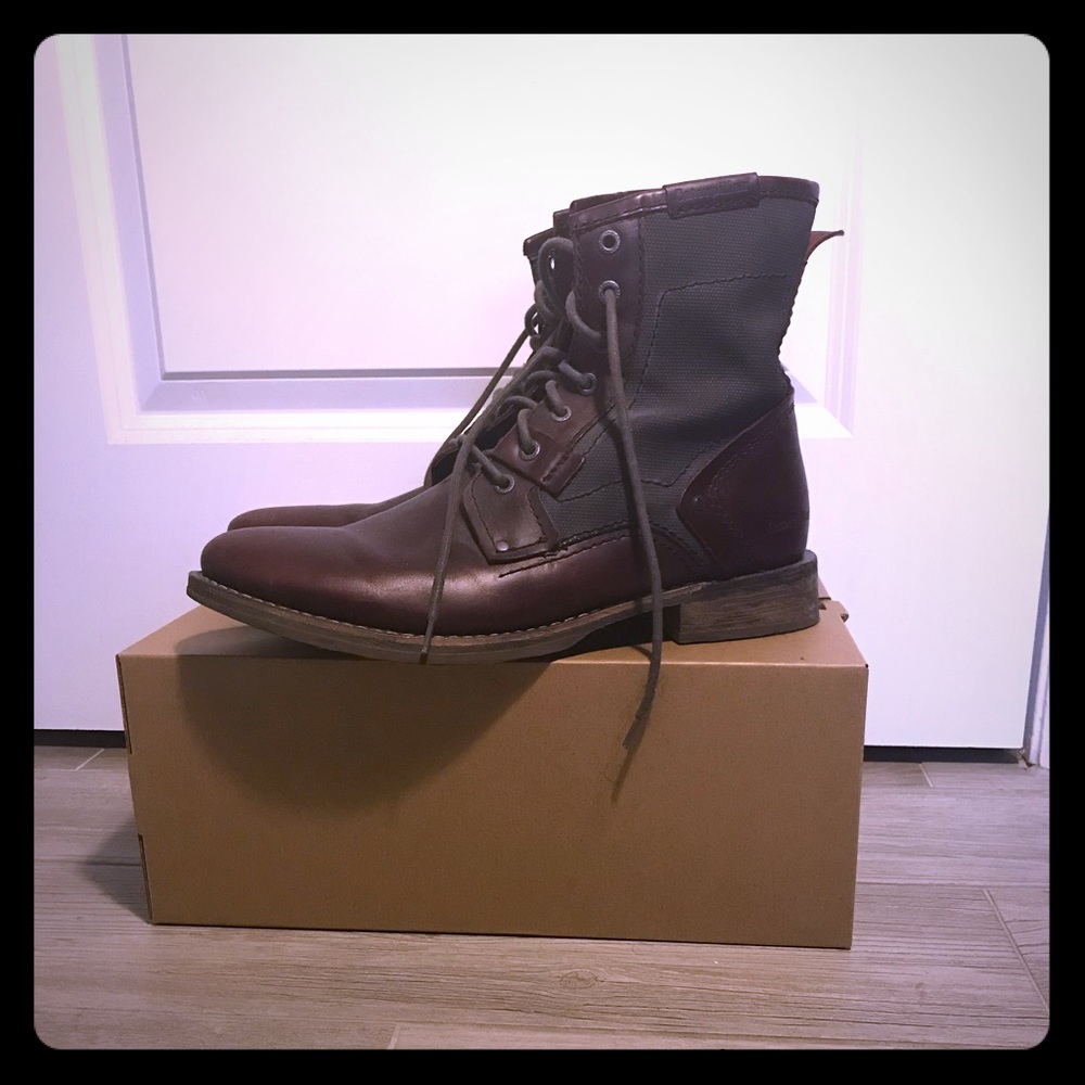 Fashionable red lace up boots size 11.5